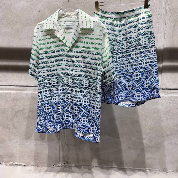 Green and Blue Patterned Men's Shirt